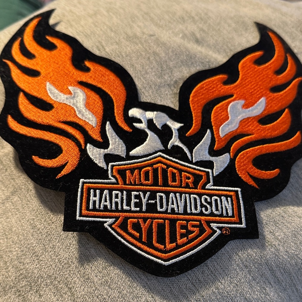 Harley-Davidson Black and Orange Flame Emblem